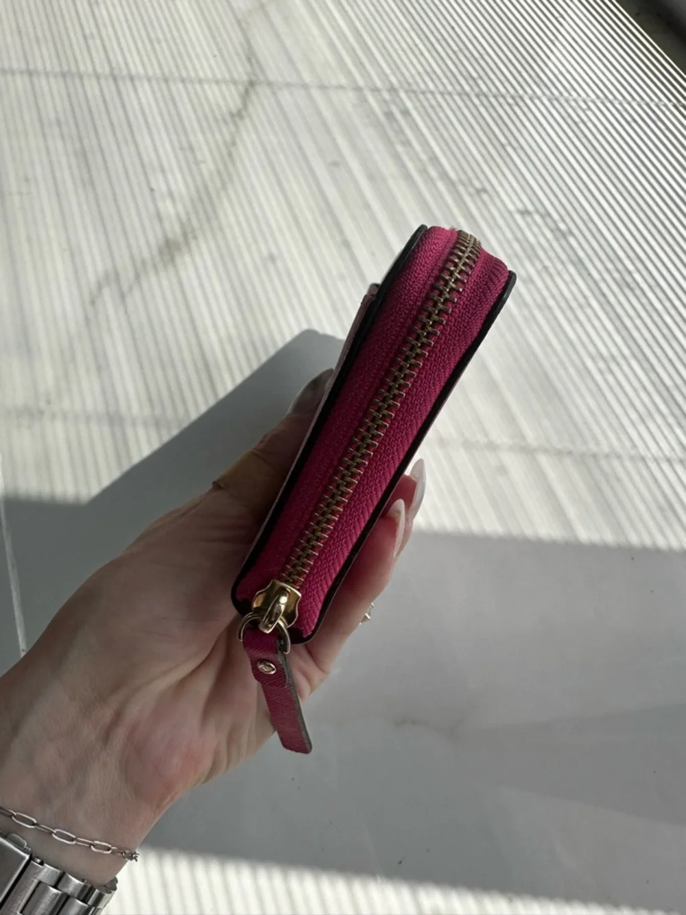 Kate Spade Hot Bright Pink Saffiano Zip Around Wallet Wristlet